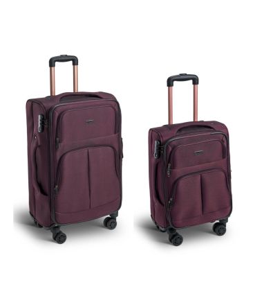 Σετ Υφασμάτινες Βαλίτσες 2 Τεμαχίων Xplorer 15905 Σκούρο Μωβ Καμπίνας & Μεσαία | 4 Διπλές Ρόδες & Επέκταση