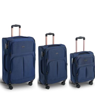 Σετ Βαλίτσες 3 Τεμαχίων Xplorer 15905 Μπλε | Καμπίνας, Μεσαία, Μεγάλη | Ολοκληρωμένο Οικογενειακό Σετ με 4 Διπλές Ρόδες