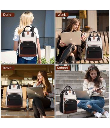 Γυναικείο Σακίδιο Πλάτης Laptop 15.6" Lovevook MB2012 Black/Beige (23L) | Κομψό & Εργονομικό Backpack Εργασίας & Ταξιδιού