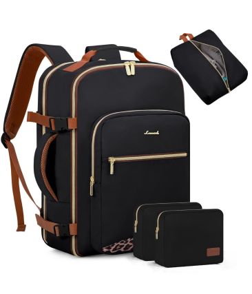 Σετ Ταξιδιωτικό Σακίδιο LOVEVOOK WB2029 Black/Leopard – 40L με Νεσεσέρ & Θήκη Παπουτσιών – Ιδανικό και ως Χειραποσκευή