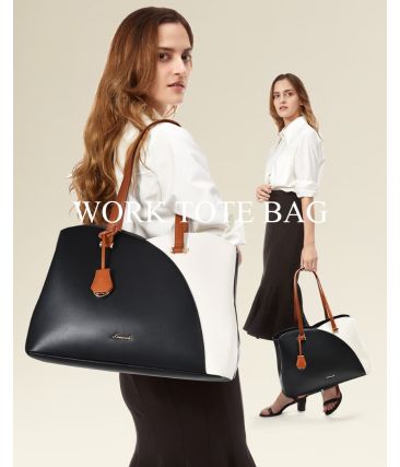 Γυναικεία Τσάντα Ώμου Tote Lovevook WB3290 Μαύρο/Μπεζ 20L | Καθημερινή Τσάντα για Πόλη & Γραφείο