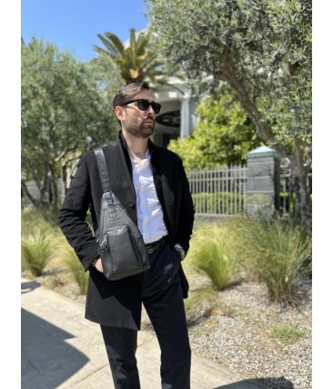 Ανδρικό Δερμάτινο Τσαντάκι Χιαστί Bull Captain XB 086 Μαύρο | Ευρύχωρη Τσάντα Στήθους & 5 Θήκες