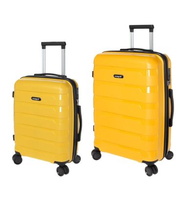 Σετ 2 Βαλίτσες (Καμπίνας & Μεσαία) Seagull SG180 Κίτρινο | Άθραυστο Πολυπροπυλένιο, με Επέκταση & Ρόδες
