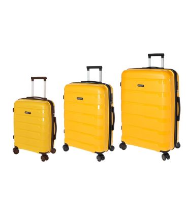 Σετ Βαλίτσες Τριάδα (S, M, L) Seagull SG180 Κίτρινο – Άθραυστο Πολυπροπυλένιο με Επέκταση & 4 Ρόδες