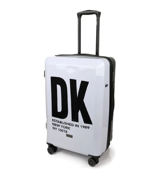 Επώνυμη Βαλίτσα Μεσαία DKNY D2221-DH418BD4 68cm Λευκό/Μαύρο | Πολυκαρμπονικό, για Έως 20 κιλά Αεροδρομίου