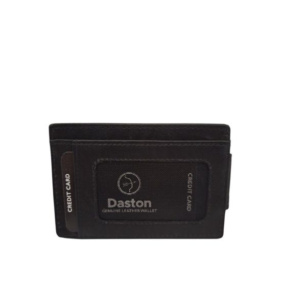 Κομψή Δερμάτινη Καρτοθήκη Daston 041 Μαύρο με RFID Προστασία