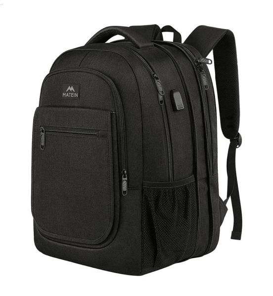 Σακίδιο Πλάτης Επεκτάσιμο Matein 1364 Μαύρο 36,8L για Laptop 15,6” Αδιάβροχο, με Θύρα USB & Αντικλεπτικό