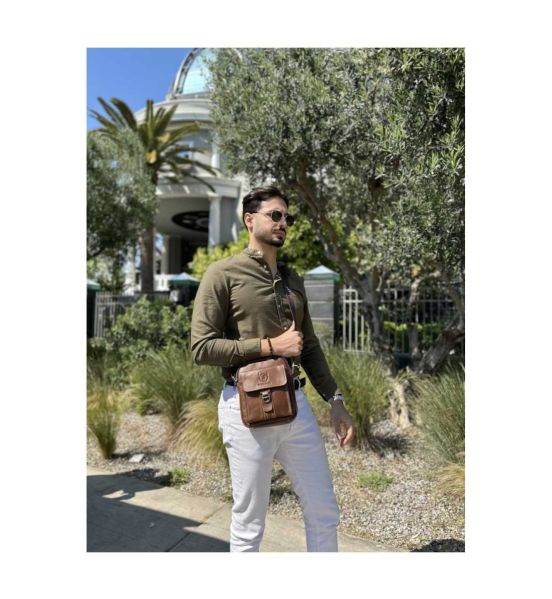 Δερμάτινο Ανδρικό Τσαντάκι Ώμου Bull Captain DJB 038 Καφέ 3L – Vintage Δέρμα Παλαίωσης & Compact