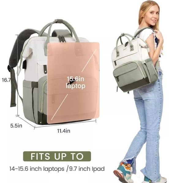 Γυναικείο Σακίδιο Πλάτης Lovevook MB2046 15.6″ Beige/Light Green | Επαγγελματικό & Ταξιδίου | Αντικλεπτικό Backpack