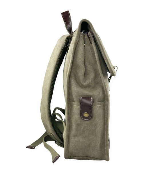 Σακίδιο Πλάτης RCM 17546 Χακί Canvas Cotton Washed με Μεταλλικές Λεπτομέρειες