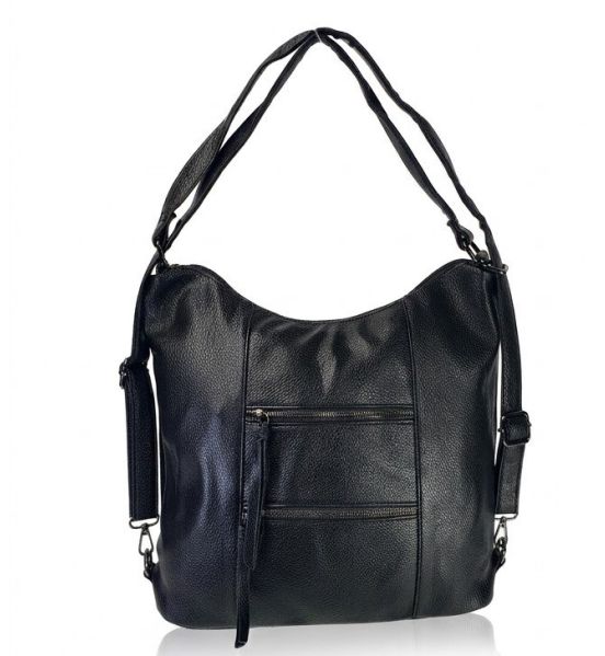 Μεγάλη Γυναικεία Τσάντα Ώμου & Χιαστί LOUIS TIMI 2929-Black από PU Δέρμα (35x35cm) με Πολλαπλές Θήκες