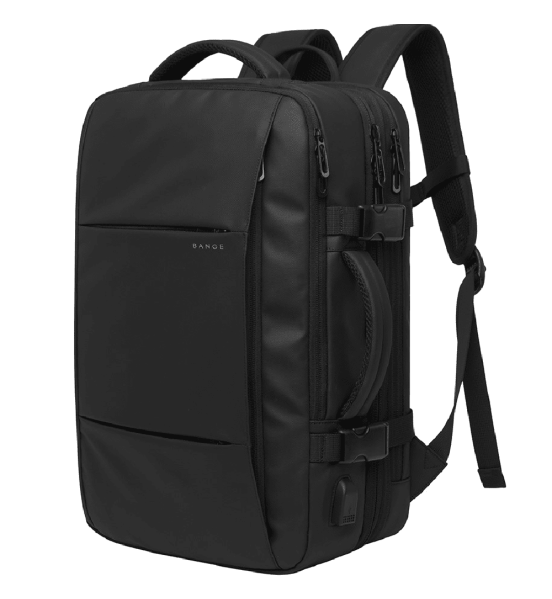 Σακίδιο Ταξιδιού Καμπίνας BANGE 1908 Plus Μαύρο 49L – Laptop 17,3” για Όλες τις Αεροπορικές, με USB & Επέκταση