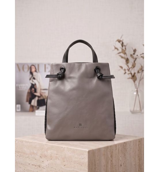 Γυναικείο Σακίδιο Πλάτης & Ώμου BARTUGGI 718-23211 Grey 2 σε 1 από Οικολογικό Δέρμα (PU) με 3 Θήκες
