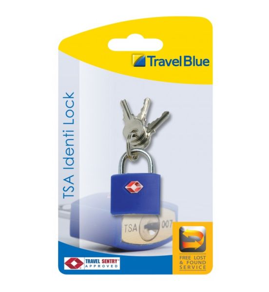 Λουκέτο Βαλίτσας με Κλειδί Travel Blue 027 Μπλε Ορειχάλκινο 40mm – Πιστοποίηση TSA Υψηλής Ασφάλειας