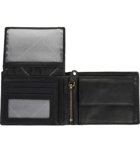 Δερμάτινο Ανδρικό Πορτοφόλι Chesterfield C08.0201A00 Μαύρο με RFID Προστασία από Wax Pull Up Δέρμα – Vintage