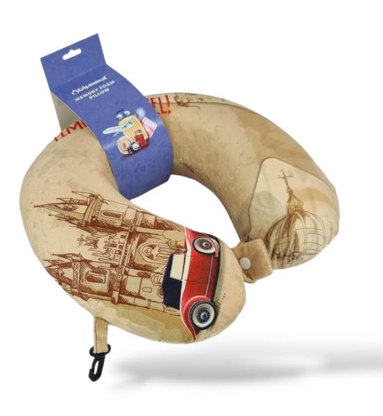 Μαξιλάρι Ταξιδίου Diplomat ACPIL4 Vintage Μπεζ | Memory Foam & Βελούδινη Υφή – Ανατομική Στήριξη