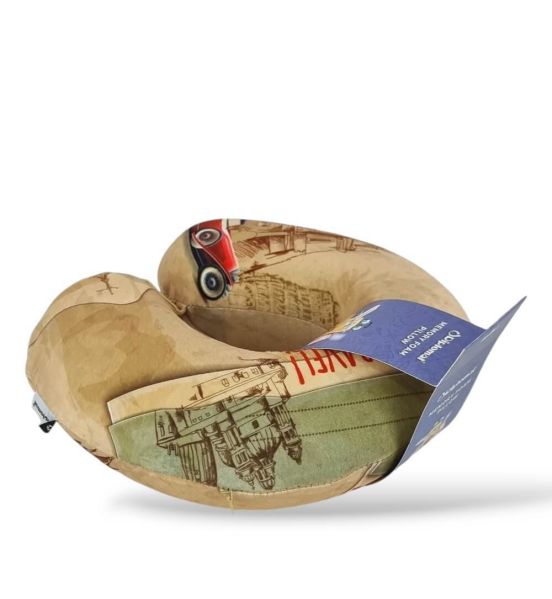 Μαξιλάρι Ταξιδίου Diplomat ACPIL4 Vintage Μπεζ | Memory Foam & Βελούδινη Υφή – Ανατομική Στήριξη