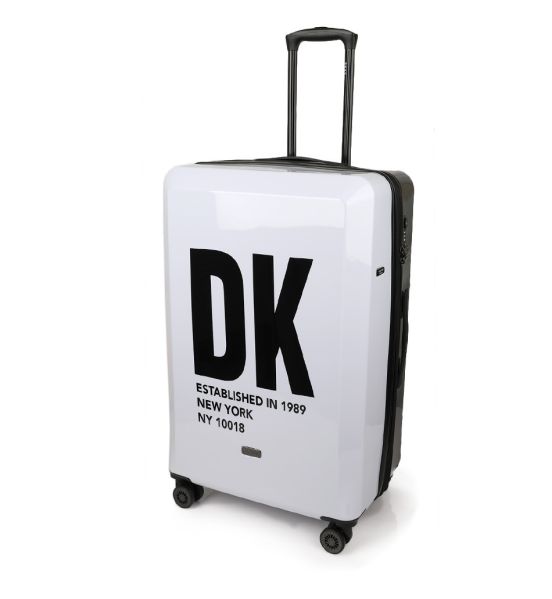 Μεγάλη Βαλίτσα DKNY D2221-DH818BD4 78cm Λευκό/Μαύρο | Επώνυμη από Πολυκαρμπονικό & Ιδανική για 23+ Κιλά