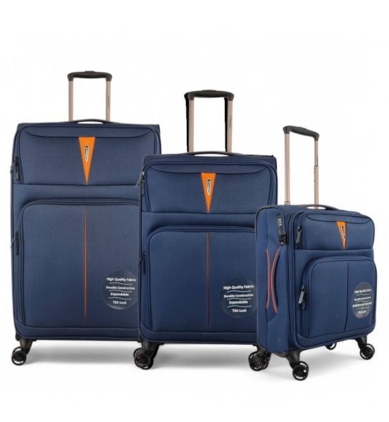 Σετ Βαλίτσες Τριάδα Υφασμάτινες (S, M, L) Diplomat Venice ZC6101 Μπλε | Premium με Επέκταση & Διπλές Ρόδες