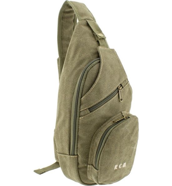 Τσαντάκι Χιαστί / Στήθους RCM 950728 Χακί Crossbody Casual, από Ύφασμα Καμβά με Πολλαπλές Θήκες