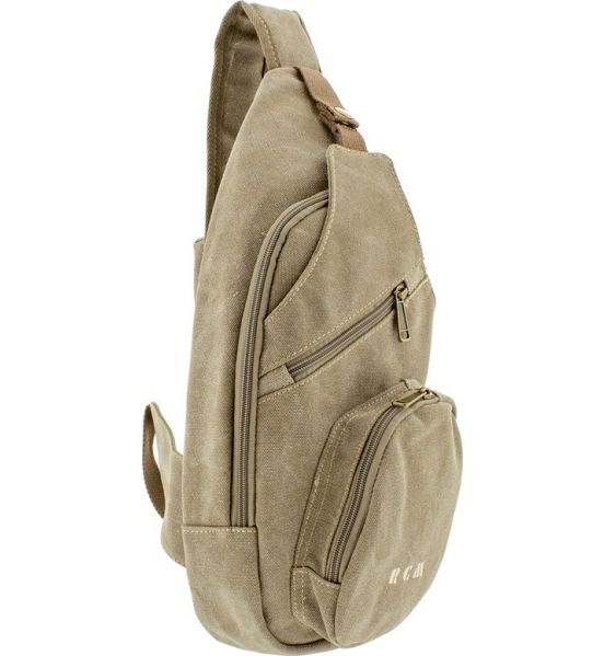 Τσαντάκι Χιαστί / Στήθους RCM 950728 Μπεζ  Crossbody Casual, από Ύφασμα Καμβά με Πολλαπλές Θήκες
