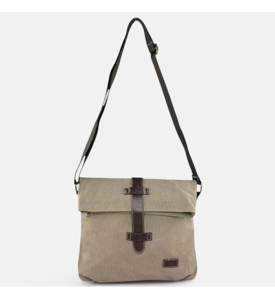 Τσάντα Ώμου Rolltop RCM 17319 Μπεζ – Καμβάς, Πρακτική & Μοντέρνα