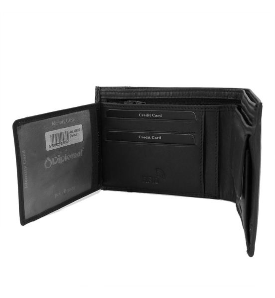 Ανδρικό Δερμάτινο Πορτοφόλι Diplomat MN131 Μαύρο με RFID Προστασία