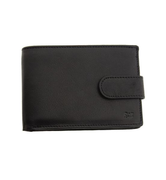 Ανδρικό Δερμάτινο Πορτοφόλι RCM Z37 Μαύρο με RFID Προστασία – 8 Κάρτες & Εξωτερικό Κούμπωμα
