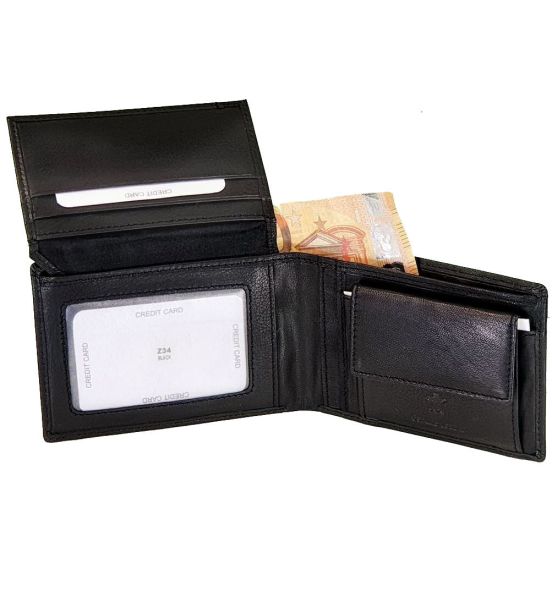 Ανδρικό Δερμάτινο Πορτοφόλι RCM Z34 Μαύρο με RFID Προστασία