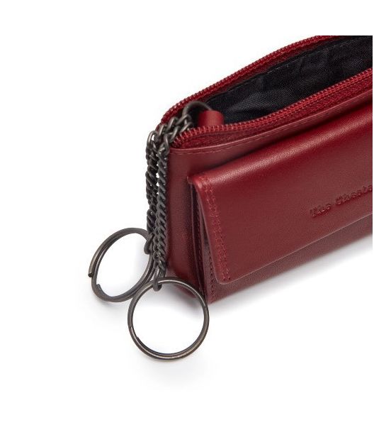 Δερμάτινη Κλειδοθήκη / Πορτοφόλι Chesterfield C08.061604 Κόκκινο | Wax Pull-up Δέρμα & Διπλούς Κρίκους