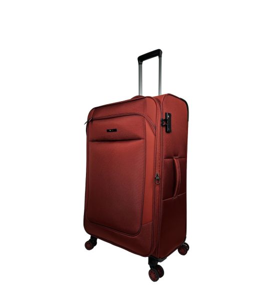 Μεγάλη Βαλίτσα RCM 214-28 Rust Red 77cm 115L |Premium Θωρακισμένο Ύφασμα με 4 Διπλές Ρόδες | για 23+ Κιλά