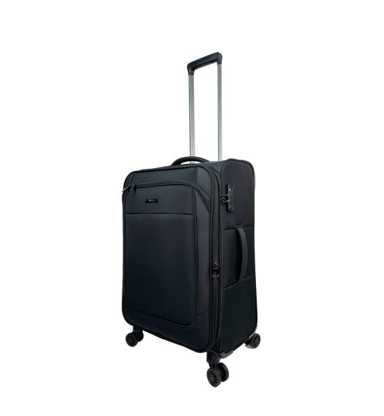 Μεσαία Βαλίτσα RCM 214-24 Μαύρο 66cm 80L | Premium Αποσκευή Check-in 23 Κιλών | 4 Διπλές Ρόδες & Ενισχυμένο Μπαστούνι
