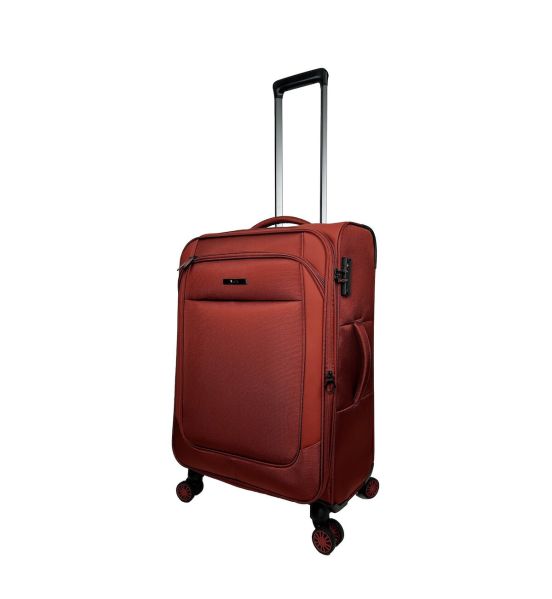 Premium Σετ Βαλιτσών 3 Τεμαχίων RCM 214-SET3 Rust Red |Θωρακισμένο Ύφασμ με 4 Διπλές Ρόδες | με Επέκταση Όγκου