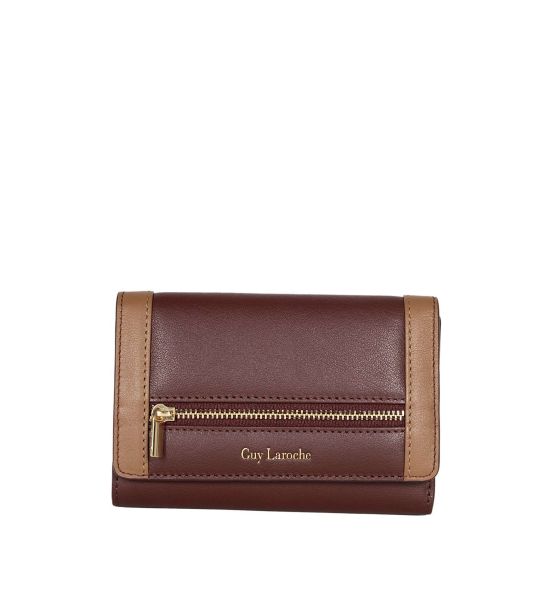 Premium Γυναικείο Δερμάτινο Πορτοφόλι Guy Laroche 24713 Μπορντό (Compact 14.5cm |8 Κάρτες& 4 Θήκες Εγγράφων)