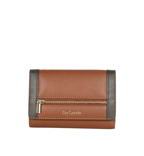 Premium Γυναικείο Δερμάτινο Πορτοφόλι Guy Laroche 24713 Καφέ (Compact 14.5cm |8 Κάρτες& 4 Θήκες Εγγράφων)