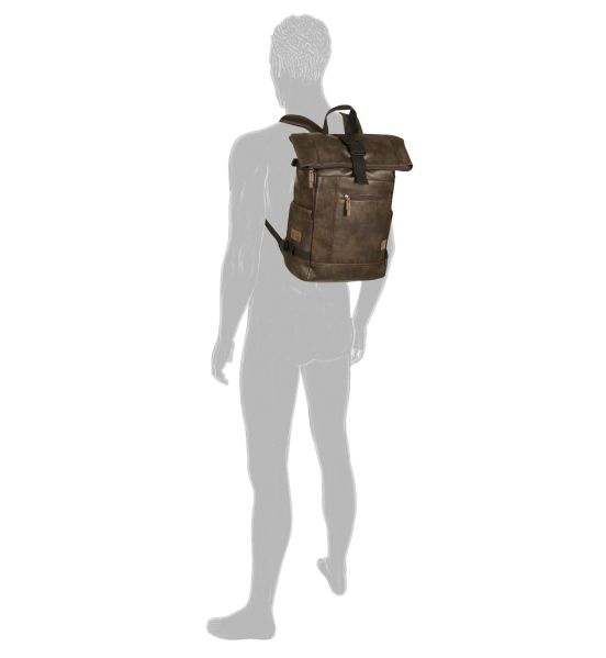 Σακίδιο Πλάτης Roll Top CAMEL ACTIVE Laos 251-202-29 Καφέ 25L | Θήκη Laptop 15.6"| Backpack Πόλης & Ταξιδιού
