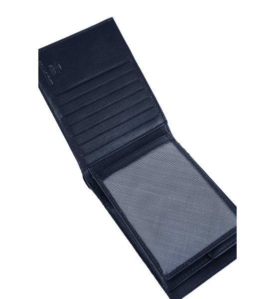 Δερμάτινο Ανδρικό Πορτοφόλι Guy Laroche 37800 Μπλε | RFID Προστασία & 7 Θέσεις Καρτών με 2 Διαφάνειες