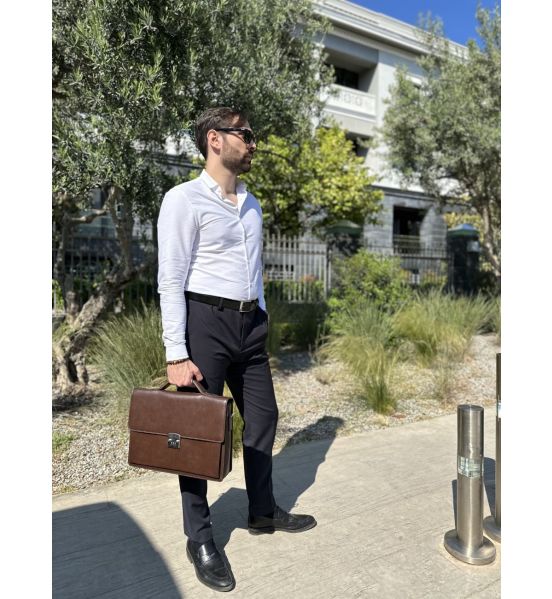 Δερμάτινος Επαγγελματικός Χαρτοφύλακας / Τσάντα Cardinal 324 Καφέ – Κλασικό Στυλ Χιαστί & Ώμου