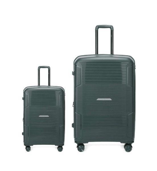 Σετ 2 Βαλίτσες Cardinal 4006 Χακί Καμπίνας & Μεγάλη | 100% Πολυπροπυλένιο με Αποσπώμενα Ροδάκια | Επέκταση & TSA Lock