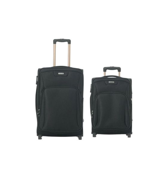 Σετ Βαλίτσες RCM 16108 SET2 Μαύρο – Καμπίνας & Μεσαία, Υφασμάτινες, Ελαφριές & Επεκτεινόμενες