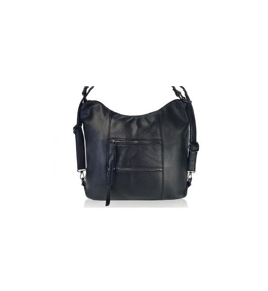 Μεγάλη Γυναικεία Τσάντα Ώμου & Χιαστί LOUIS TIMI 2929-Black από PU Δέρμα (35x35cm) με Πολλαπλές Θήκες