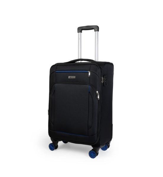 Υφασμάτινη Βαλίτσα Καμπίνας 55x23x37/42 Spectra Cardinal 5000 Μαύρο | Ύφασμα Jacquard με 4 Διπλά Ροδάκια 360°