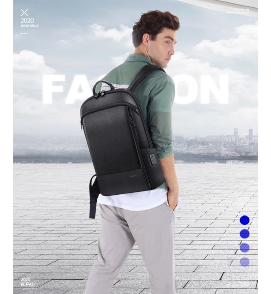 Δερμάτινο Σακίδιο πλάτης Αντικλεπτικό 21L Laptop 15,6” Bopai 61-52711 μαύρο