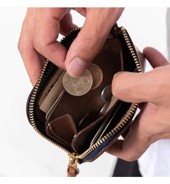 Δερμάτινη Ανδρική Θήκη Κερμάτων RCM T10 Καφέ – Πολύ Λεπτή με Φερμουάρ
