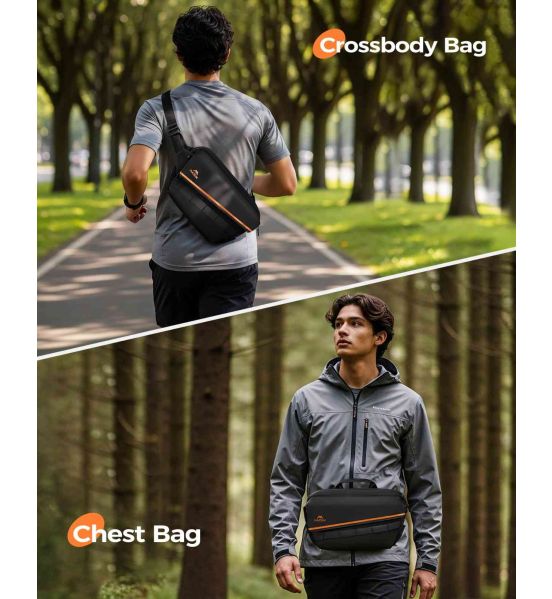 Τσαντάκι Χιαστί Crossbody Matein 6780 Μαύρο | Θήκη AirTag & Μπουκαλιού | Ιμάντας 3 Σημείων