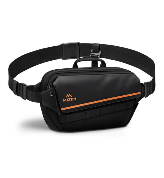 Τσαντάκι Χιαστί Crossbody Matein 6780 Μαύρο | Θήκη AirTag & Μπουκαλιού | Ιμάντας 3 Σημείων