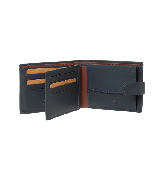 Ανδρικό Πορτοφόλι Δερμάτινο LAVOR 1-6093 Μπλε | RFID Προστασία, 12 Θέσεις για Κάρτες & Εξωτερικό Κλιπ