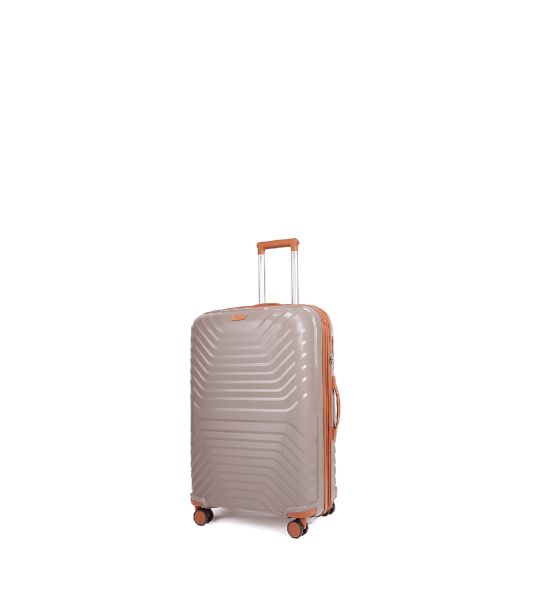 Βαλίτσα Καμπίνας 56.5x37x24.5/29.5 Cardinal 7000 Μπεζ | Χειραποσκευή από Πολυπροπυλένιο με Επέκταση & 4 Διπλά Ροδάκια