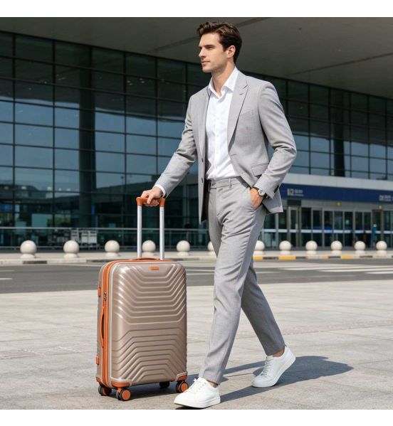 Βαλίτσα Καμπίνας 56.5x37x24.5/29.5 Cardinal 7000 Μπεζ | Χειραποσκευή από Πολυπροπυλένιο με Επέκταση & 4 Διπλά Ροδάκια