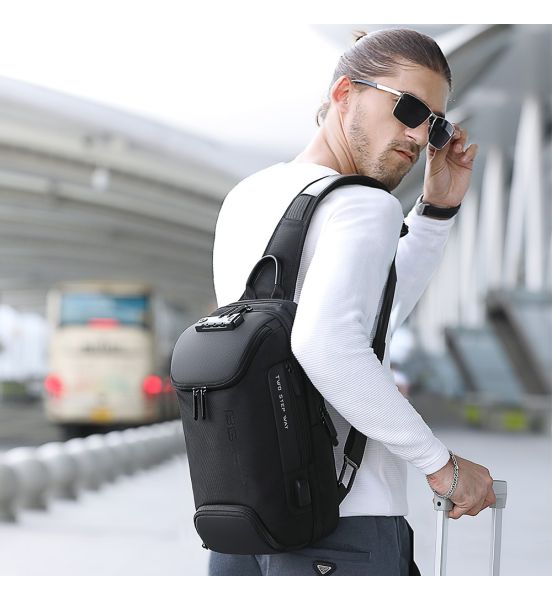 Τσαντάκι Ώμου / Χιαστί Crossbody Μεγάλο Bange 7082 Μαύρο – Αδιάβροχο & Anti-Theft, USB, TSA Lock – Premium Ποιότητα με Ασφάλεια